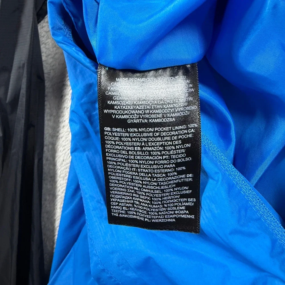 The North Face Dryvent Jacket Men Large Blue Black Hooded Waterproof Windbreaker